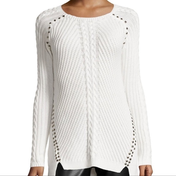 PHILOSOPHY Womens Gray Studded Cable Knit Sweater Size 0X - Picture 12 of 13